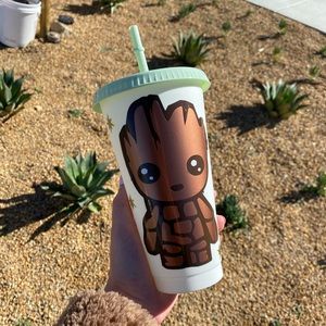 Baby groot reusable cold cup tumbler
